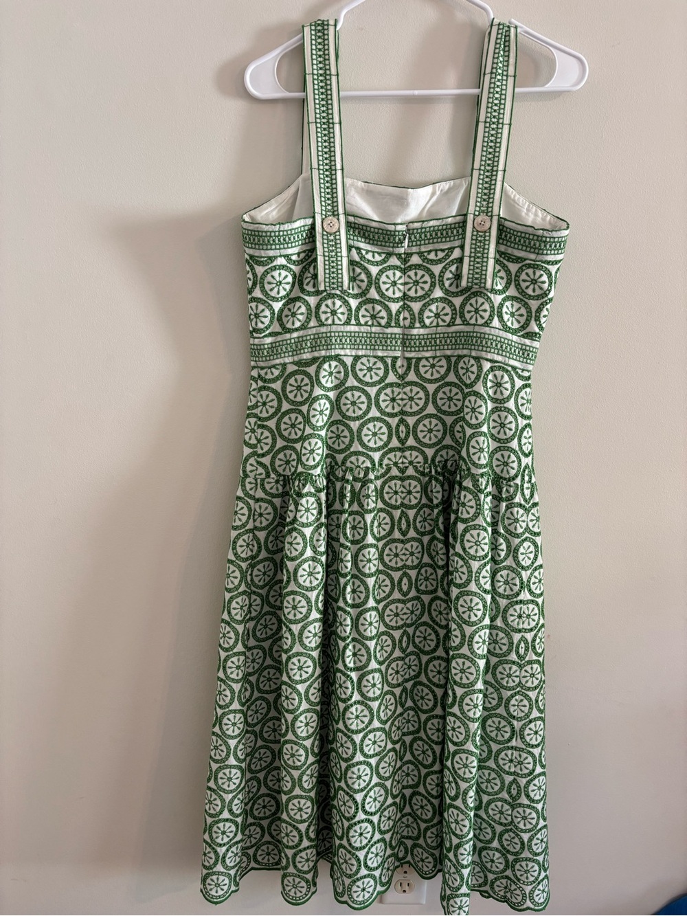 Shoshanna Green White Print Sleeveless Dress Resort Vacation Cottagecore Size 10 - Picture 7 of 10